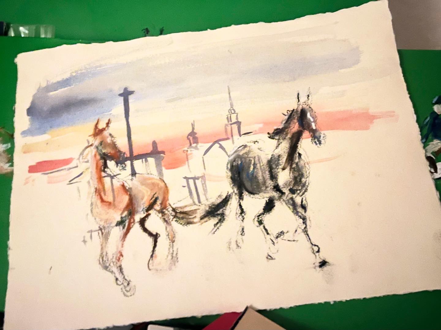 Two Horses at Dusk by Abbie Hart